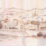 ציור שמן אמנותי, בית המקדש, ירושלים, בתי ירושלים, יודאיקה, ציורי אווירה, פנורמה של ירושלים, ירושלים העתיקה, אמנות יהודית, ציורים לסלון, Artistic oil painting, Temple Mount, Jerusalem, Jerusalem houses, Judaica, atmospheric paintings, panorama of Jerusalem, ancient Jerusalem, Jewish art, paintings for the living room, beith Hamikdash