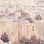 ציור שמן אמנותי, בית המקדש, ירושלים, בתי ירושלים, יודאיקה, ציורי אווירה, פנורמה של ירושלים, ירושלים העתיקה, אמנות יהודית, ציורים לסלון, Artistic oil painting, Temple Mount, Jerusalem, Jerusalem houses, Judaica, atmospheric paintings, panorama of Jerusalem, ancient Jerusalem, Jewish art, paintings for the living room, beith Hamikdash