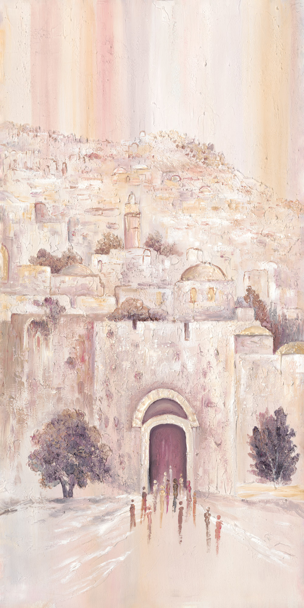 ציור שמן אמנותי, בית המקדש, ירושלים, בתי ירושלים, יודאיקה, ציורי אווירה, פנורמה של ירושלים, ירושלים העתיקה, אמנות יהודית, ציורים לסלון, Artistic oil painting, Temple Mount, Jerusalem, Jerusalem houses, Judaica, atmospheric paintings, panorama of Jerusalem, ancient Jerusalem, Jewish art, paintings for the living room, beith Hamikdash