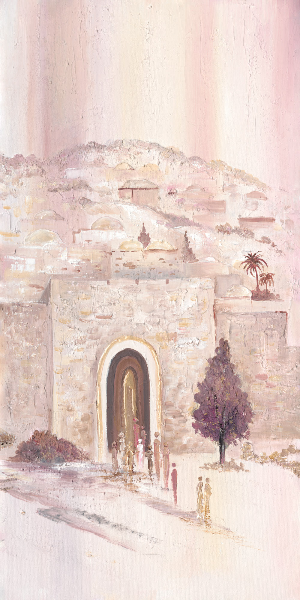 ציור שמן אמנותי, בית המקדש, ירושלים, בתי ירושלים, יודאיקה, ציורי אווירה, פנורמה של ירושלים, ירושלים העתיקה, אמנות יהודית, ציורים לסלון, Artistic oil painting, Temple Mount, Jerusalem, Jerusalem houses, Judaica, atmospheric paintings, panorama of Jerusalem, ancient Jerusalem, Jewish art, paintings for the living room, beith Hamikdash