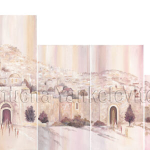 ציור שמן אמנותי, בית המקדש, ירושלים, בתי ירושלים, יודאיקה, ציורי אווירה, פנורמה של ירושלים, ירושלים העתיקה, חומות ירושלים, אמנות יהודית, ציורים לסלון, Jerusalem Walls' Artistic oil painting, Temple Mount, Jerusalem, Jerusalem houses, Judaica, atmospheric paintings, panorama of Jerusalem, ancient Jerusalem, Jewish art, paintings for the living room, beith Hamikdash, Spiritual Jewish art with soul