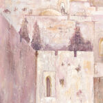 ציור שמן אמנותי, בית המקדש, ירושלים, בתי ירושלים, יודאיקה, ציורי אווירה, פנורמה של ירושלים, ירושלים העתיקה, אמנות יהודית, ציורים לסלון, Artistic oil painting, Temple Mount, Jerusalem, Jerusalem houses, Judaica, atmospheric paintings, panorama of Jerusalem, ancient Jerusalem, Jewish art, paintings for the living room, beith Hamikdash